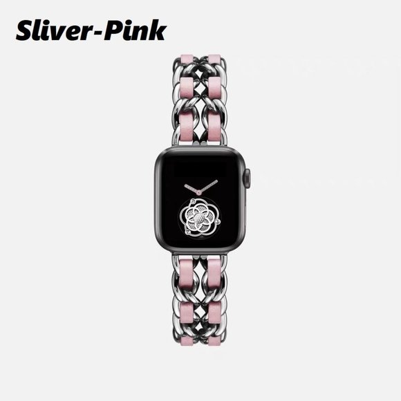 Accessories - NEW Strap Chain Leather Stainless Band For Apple Watch - PB